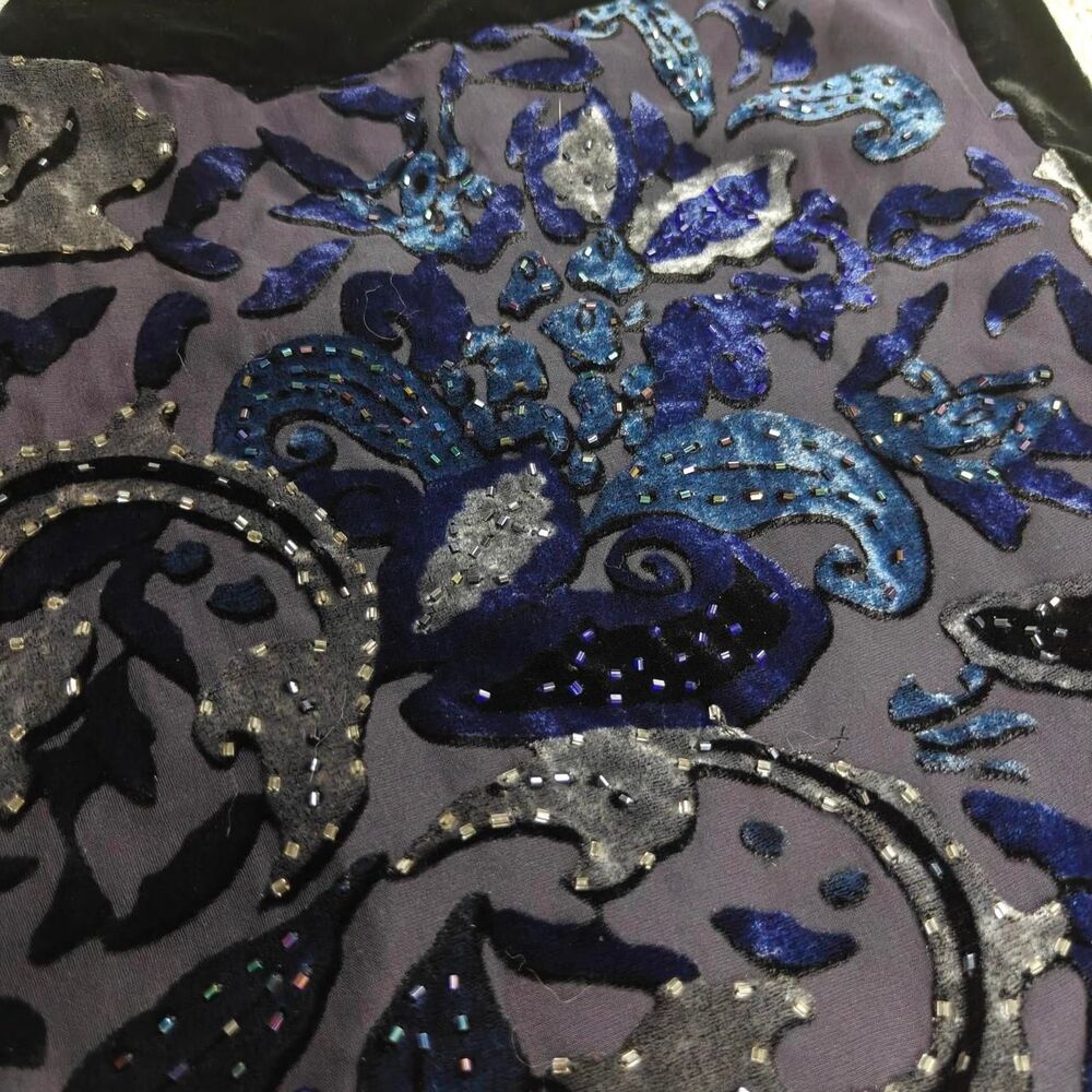Y2K Black Silk Velvet Beaded Fairygoth Halter Top - Picture 3 of 8